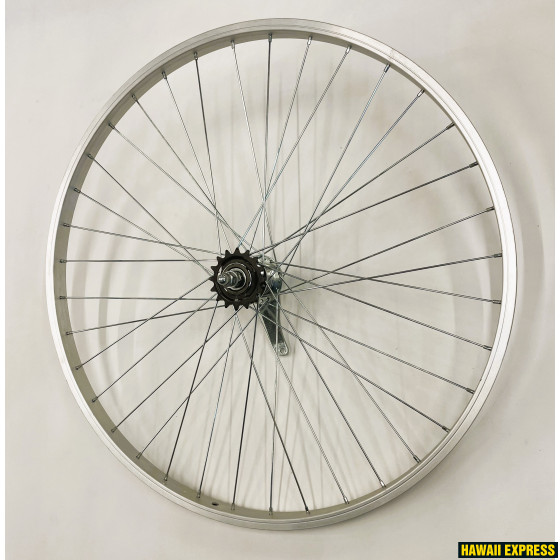 RW261SSILVERNUT-560x560.jpg REAR WHEEL 26" 1s DELUXE 1 + sproket 16T nutt type - Image 1