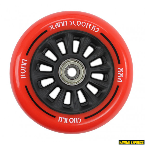 SL573punane-560x560.jpg TÕUKERATTA RATAS 110mm Nylon Core 1tk - Image 1